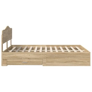 Sängram med huvudgavel Sonoma-ek 150 x 200 cm Konstruerat trä