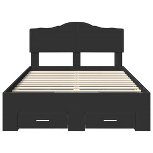 Sängram med huvudgavel Svart 135 x 190 cm Konstruerat trä
