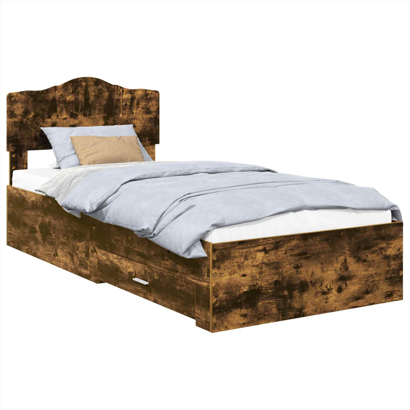 Sängram med huvudgavel Rökt ek 90 x 200 cm Konstruerat trä