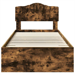 Sängram med huvudgavel Rökt ek 90 x 190 cm Konstruerat trä