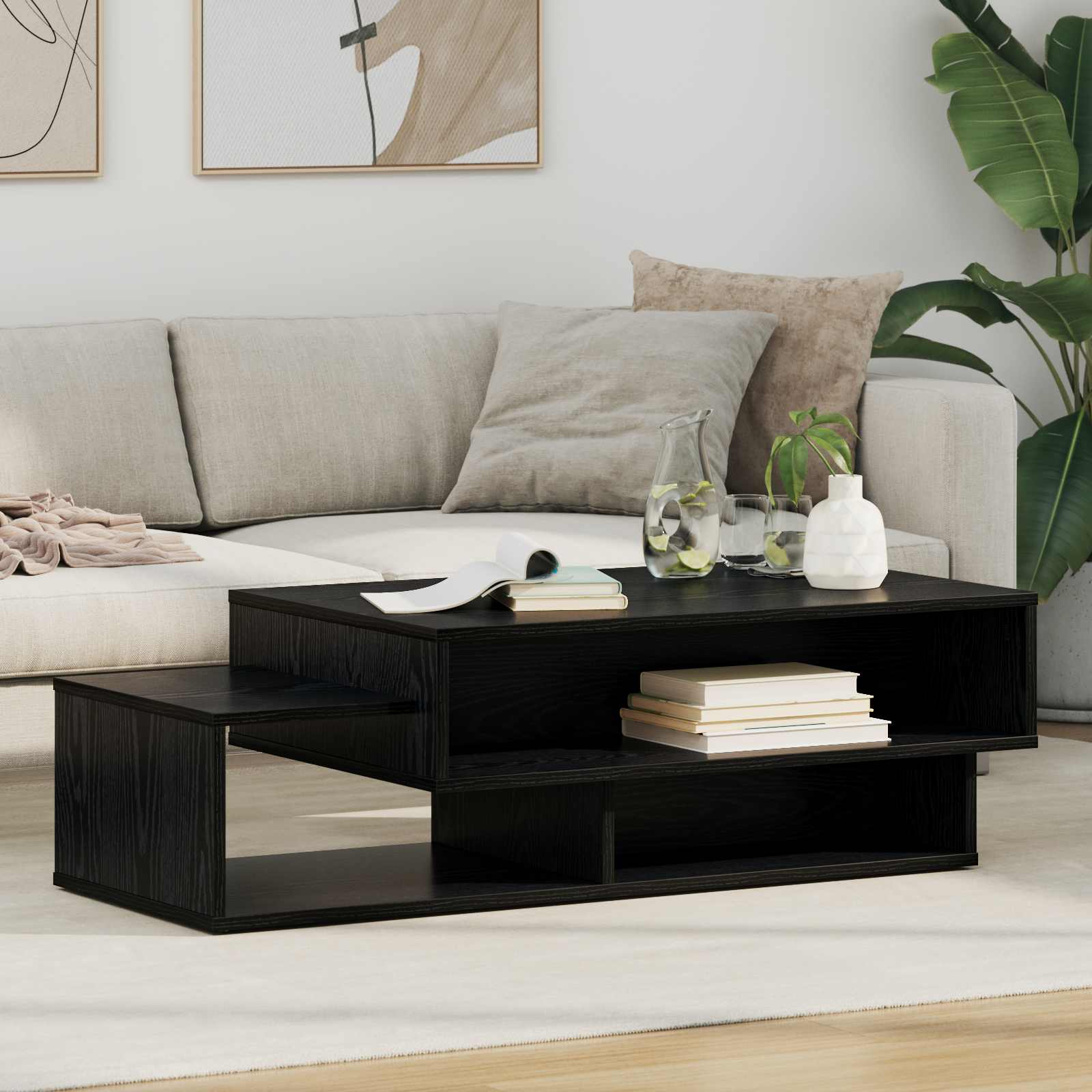 Kaffeebord Svart Ek 105 x 50 x 32,5 cm Konstruerat trä