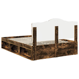 Sängram med huvudgavel Rökt ek 160 x 200 cm Massiv furu