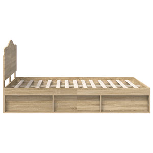 Sängram med huvudgavel Sonoma-ek 150 x 200 cm Massiv furu