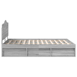 Sängram med huvudgavel Grå Sonoma 140 x 190 cm Massiv furu