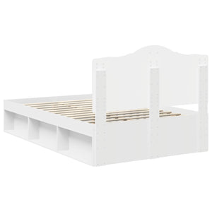 Sängram med huvudgavel Vit 120 x 190 cm Massiv furu