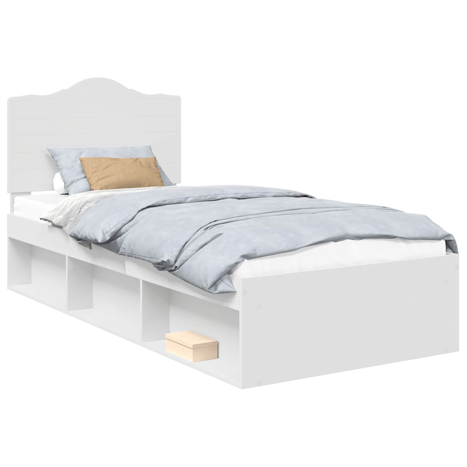 Sängram med huvudgavel Vit 100 x 200 cm Massiv furu