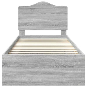 Sängram med huvudgavel Grå Sonoma 90 x 190 cm Massiv furu