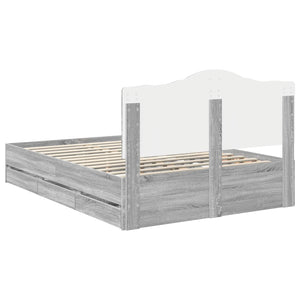 Sängram med låda Grå Sonoma 150 x 200 cm Ingenjörsträ