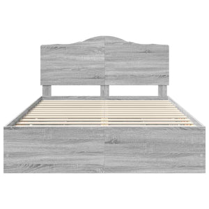 Sängram med låda Grå Sonoma 150 x 200 cm Ingenjörsträ