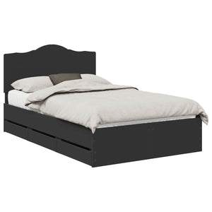 Sängram med låda med huvudgavel Svart 120 x 200 cm Ingenjörsträ