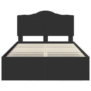 Sängram med låda med huvudgavel Svart 120 x 200 cm Ingenjörsträ