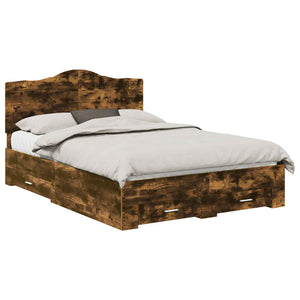 Sängram med huvudgavel Rökt ek 140 x 200 cm Konstruerat trä