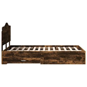 Sängram med huvudgavel Rökt ek 135 x 190 cm Konstruerat trä