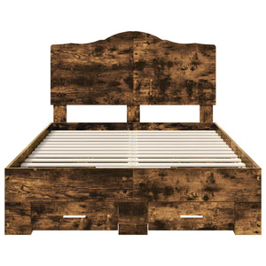 Sängram med huvudgavel Rökt ek 120 x 190 cm Konstruerat trä