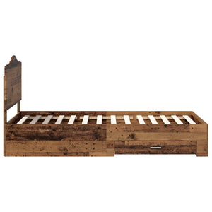 Sängram med huvudgavel Gammalt trä 100 x 200 cm Konstruerat trä