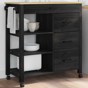 Köksvagn Svart 84 x 40 x 88,5 cm