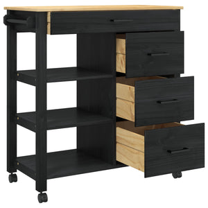 Köksvagn Svart 84 x 40 x 88,5 cm