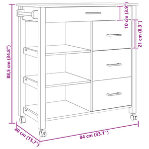 Köksvagn Svart 84 x 40 x 88,5 cm