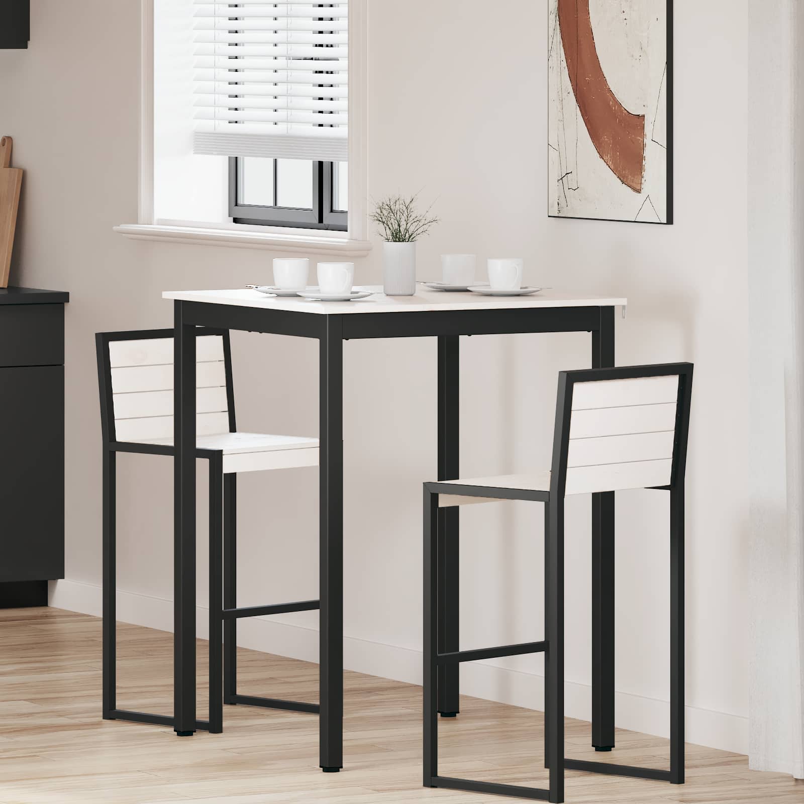 Barbord Vit 80 x 80 x 105 cm Massiv furu