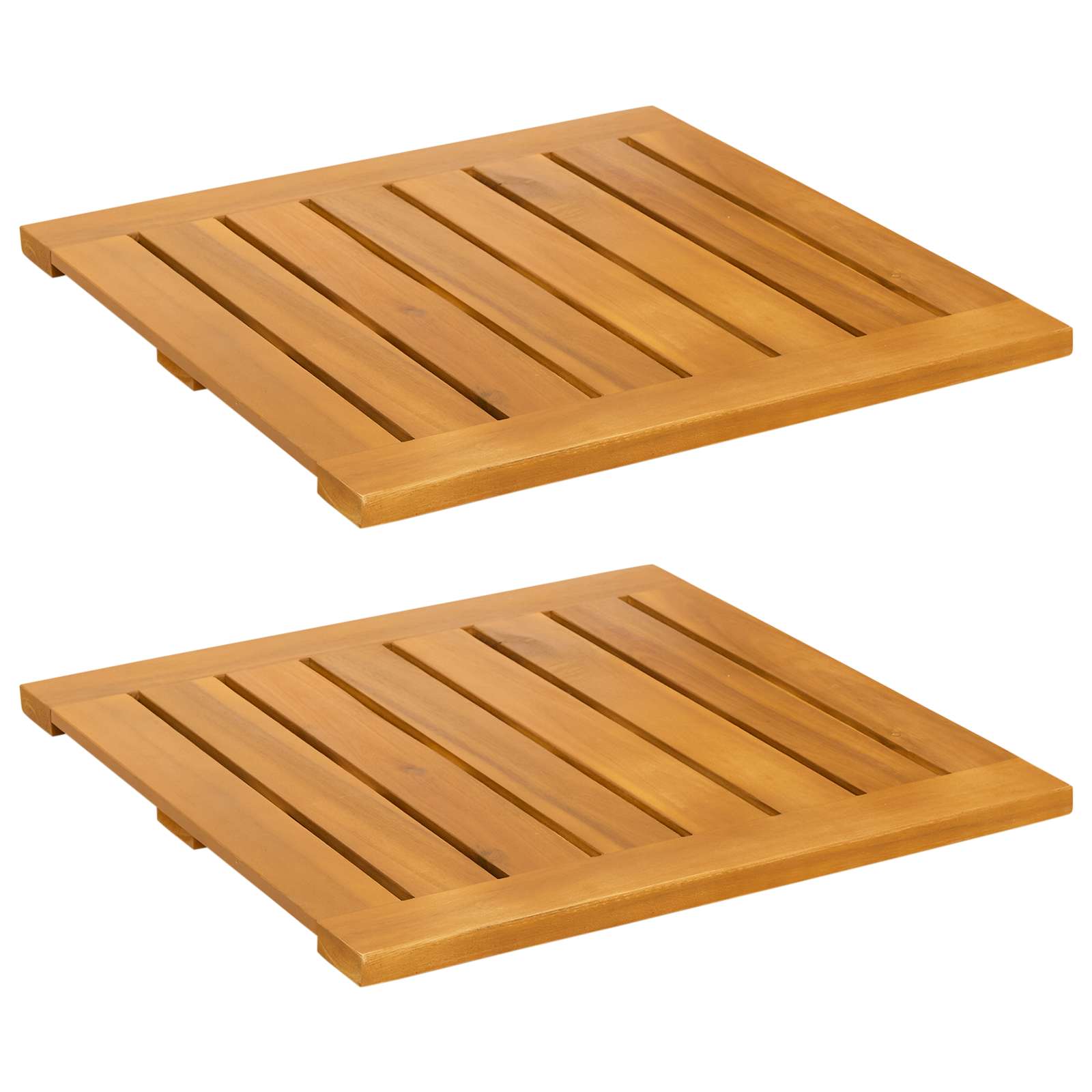 Badmatta 2 st Naturlig 50 x 50 cm Massivt Akaciaträ