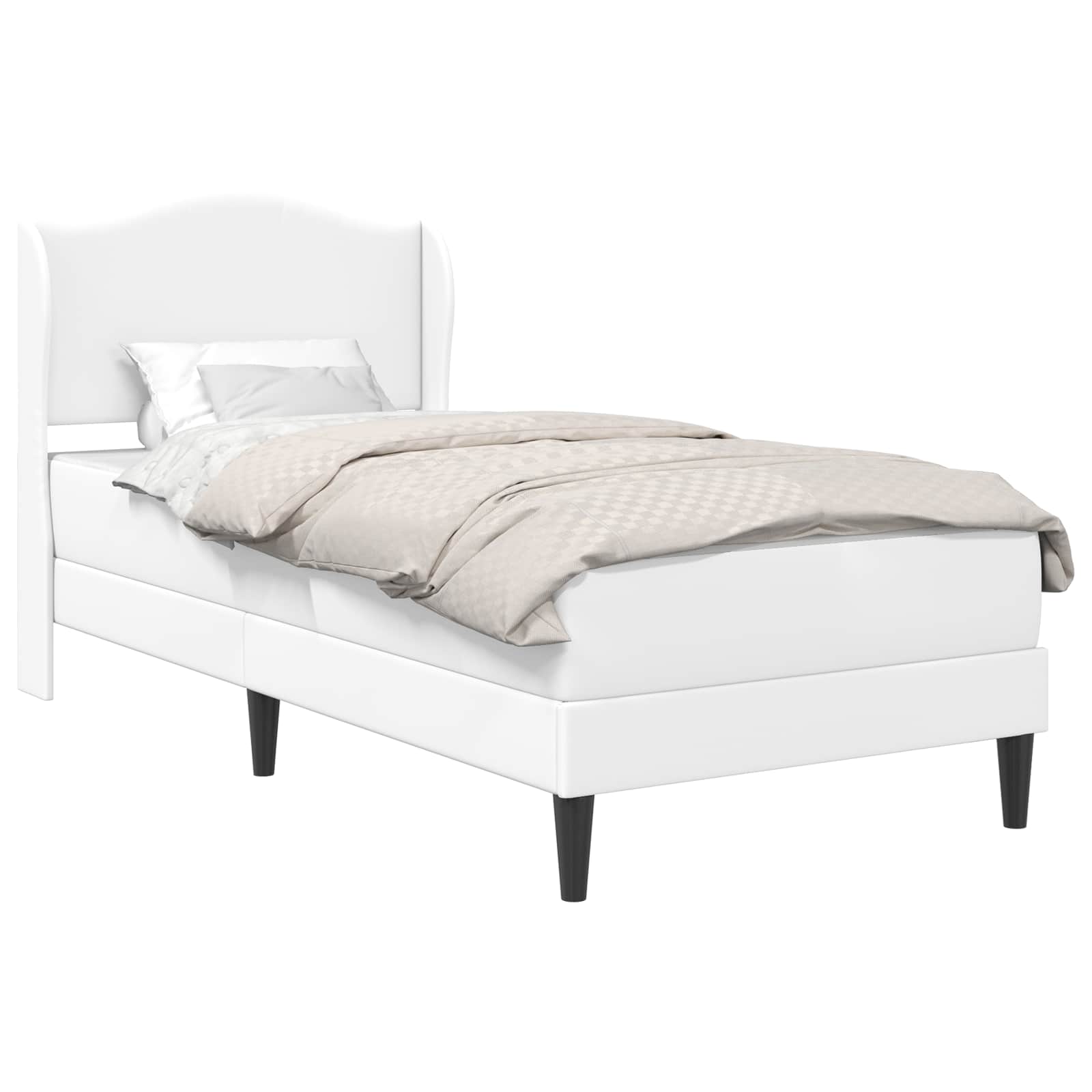 Sängram med huvudgavel Vit 90 x 190 cm Konstläder
