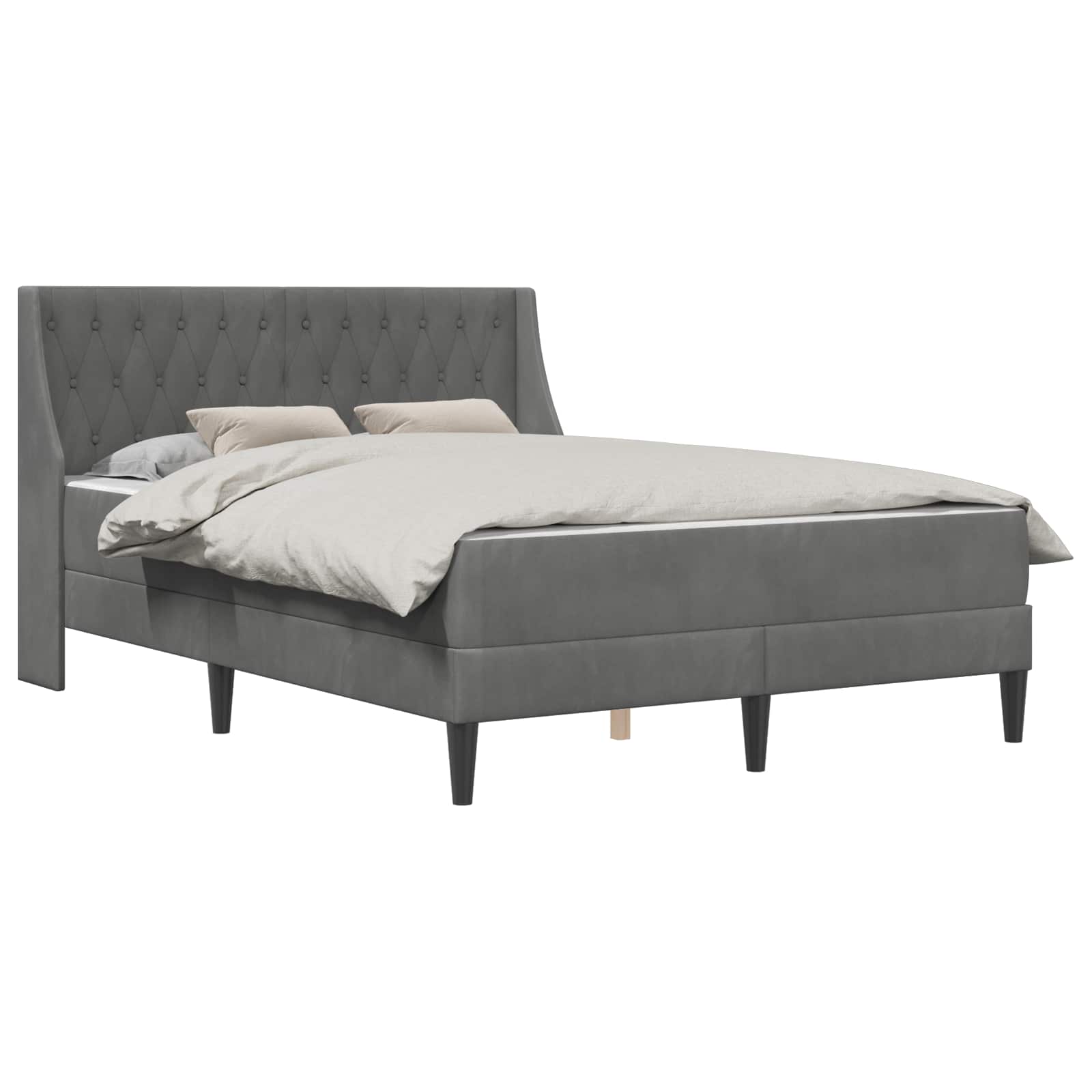 Sängram med madrass med madrass Mörkgrå 137 x 190 cm Sammet