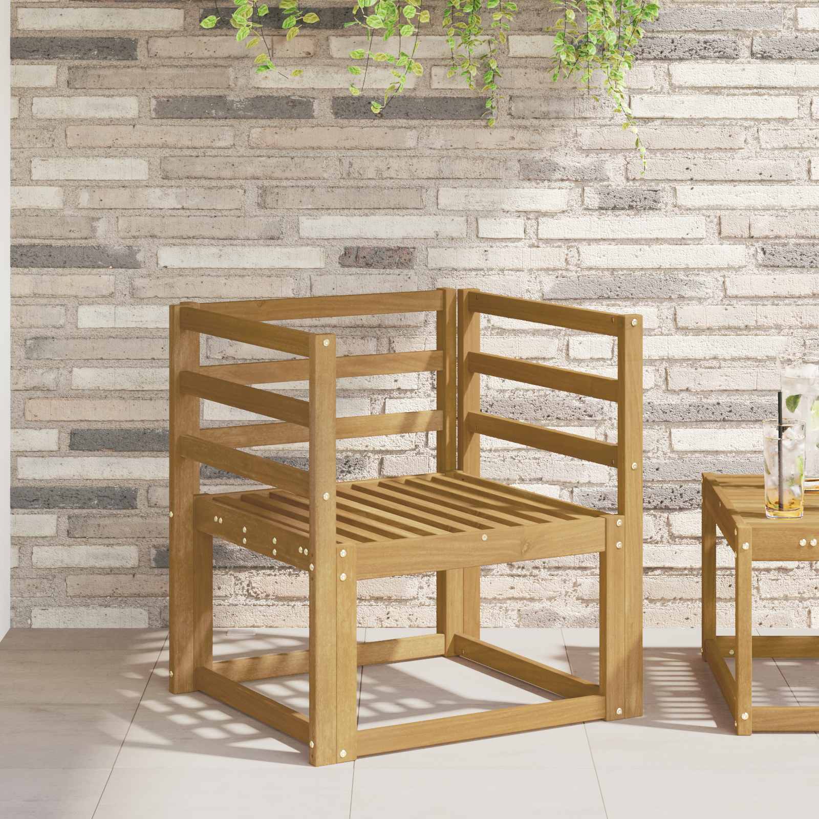 Armstöd Moduler 2 pcs Vit 59 x 4 x 73 cm Massivt Akaciaträ