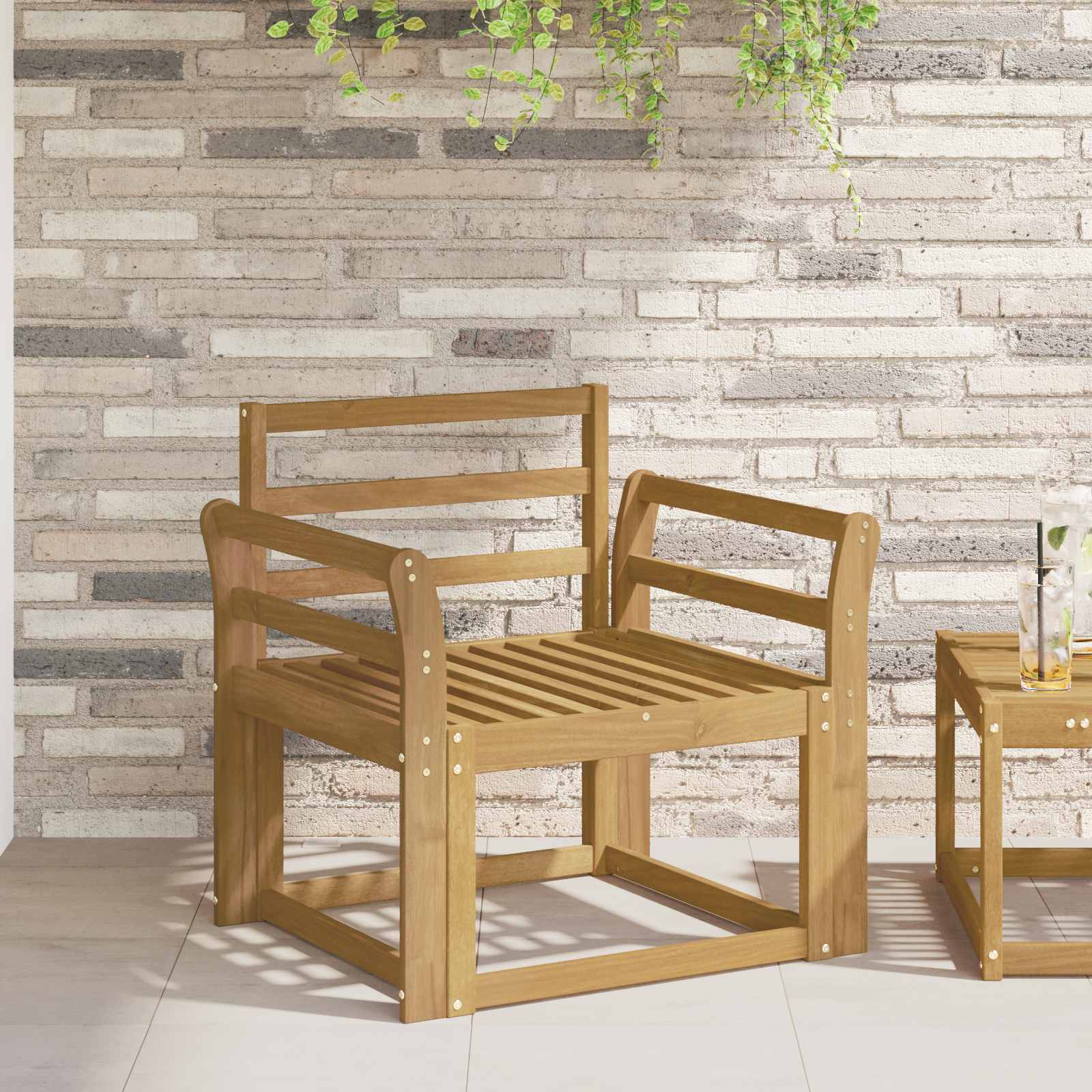 Armstödmodul 2 pcs Vit 58,5 x 8,5 x 60 cm Massivt Akaciaträ