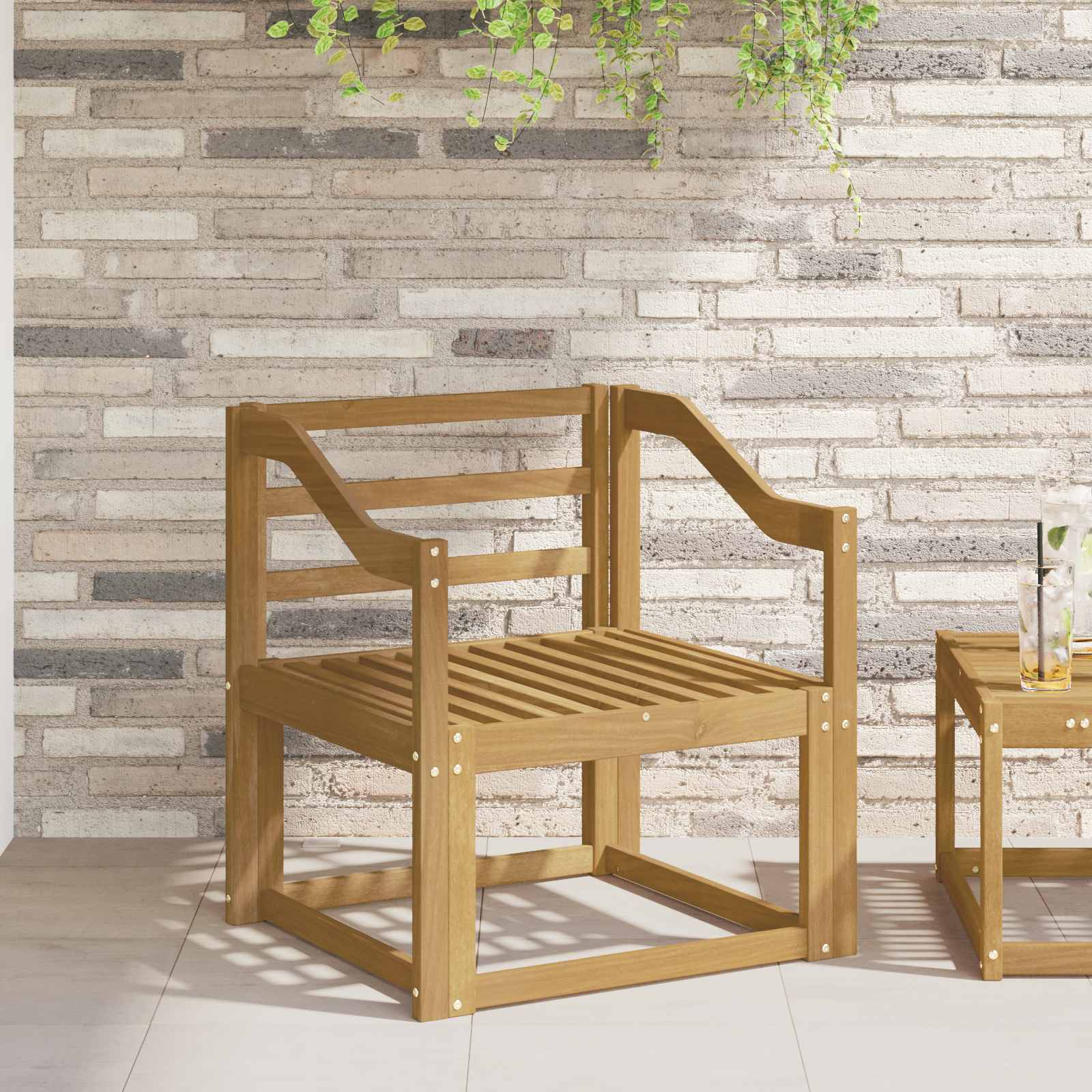 Armstöd Moduler 2 pcs Vit 59 x 4 x 73 cm Massivt Akaciaträ