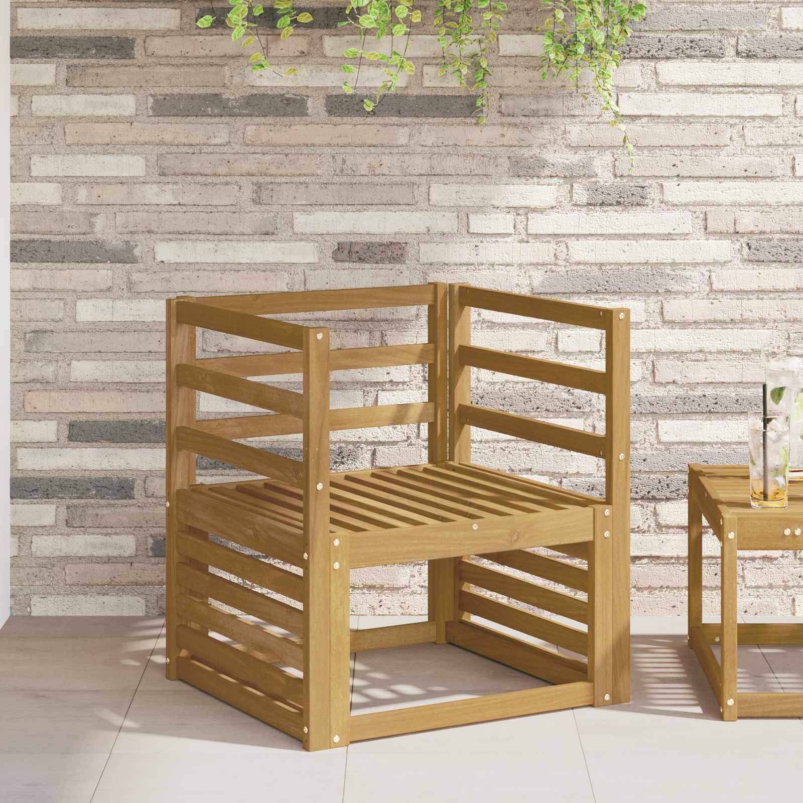 Armstödmodul 2 pcs Vit 59 x 4 x 73 cm Massivt Akaciaträ