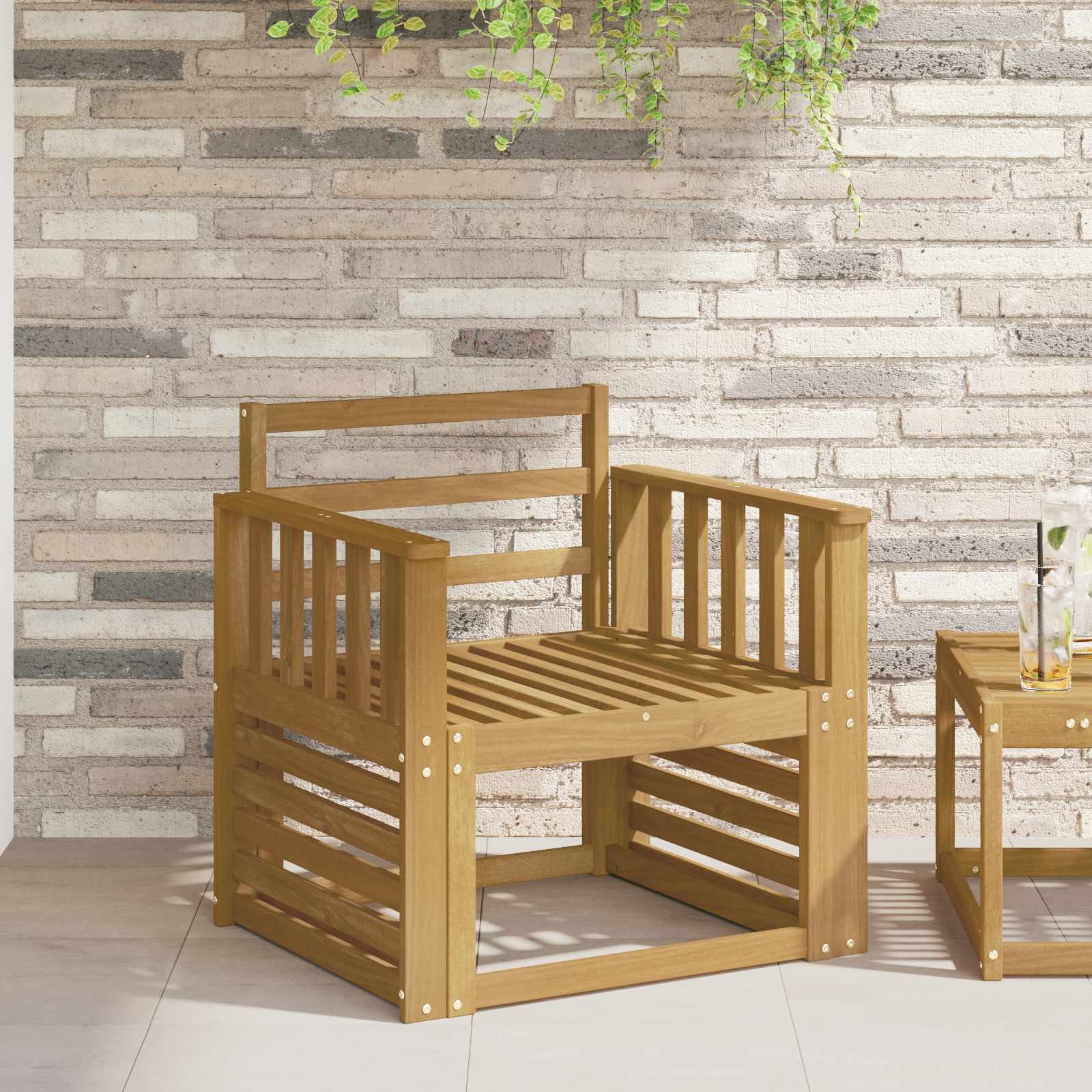 Armstödmodul 2 pcs Vit 60 x 6 x 61 cm Massivt Akaciaträ
