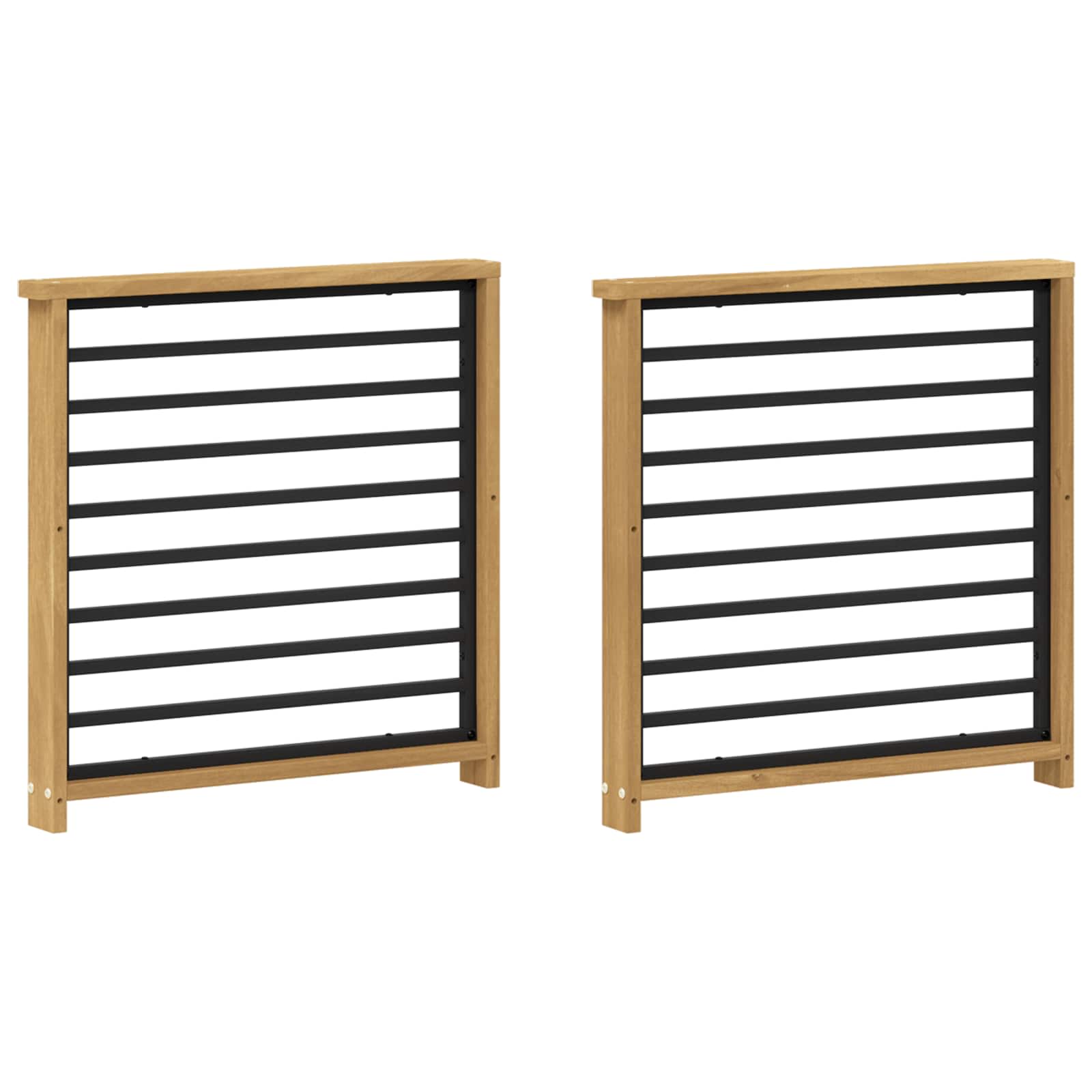 Armstödmodul 2 pcs Vit 60 x 6 x 61 cm Massivt Akaciaträ