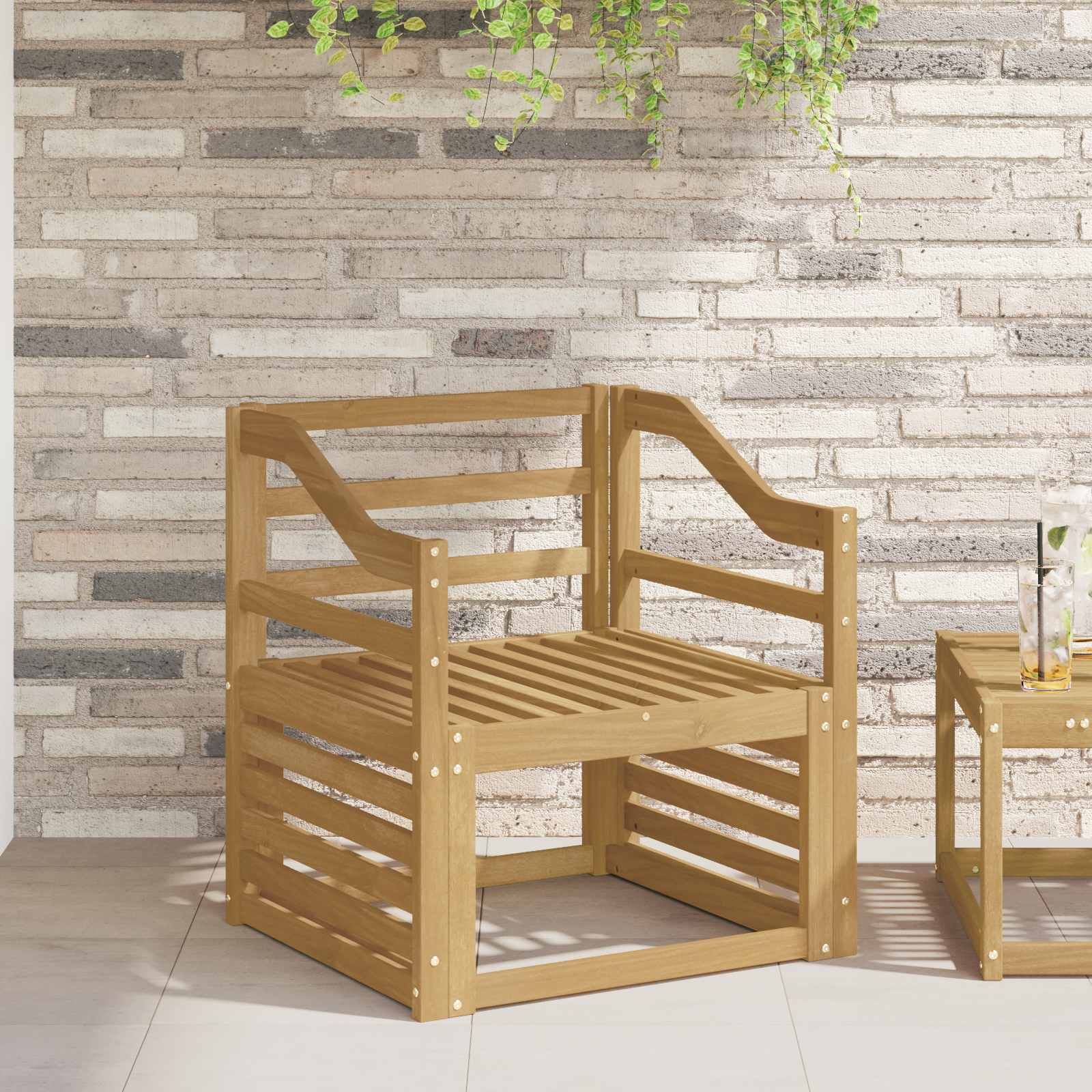 Armstödmodul 2 pcs Vit 59 x 4 x 73 cm Massivt Akaciaträ