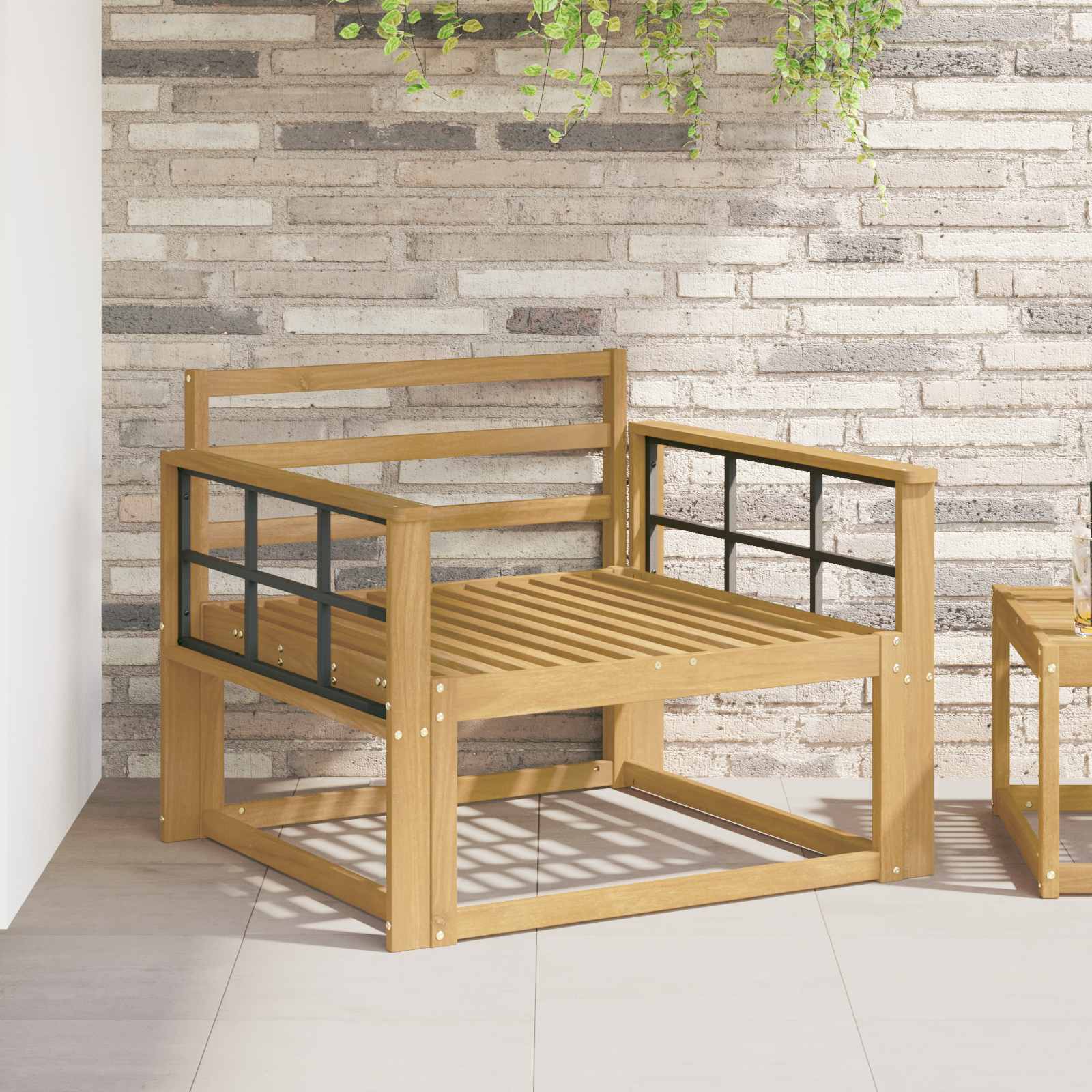 Armstödmodul 2 pcs Vit 80 x 6 x 61 cm Massivt Akaciaträ
