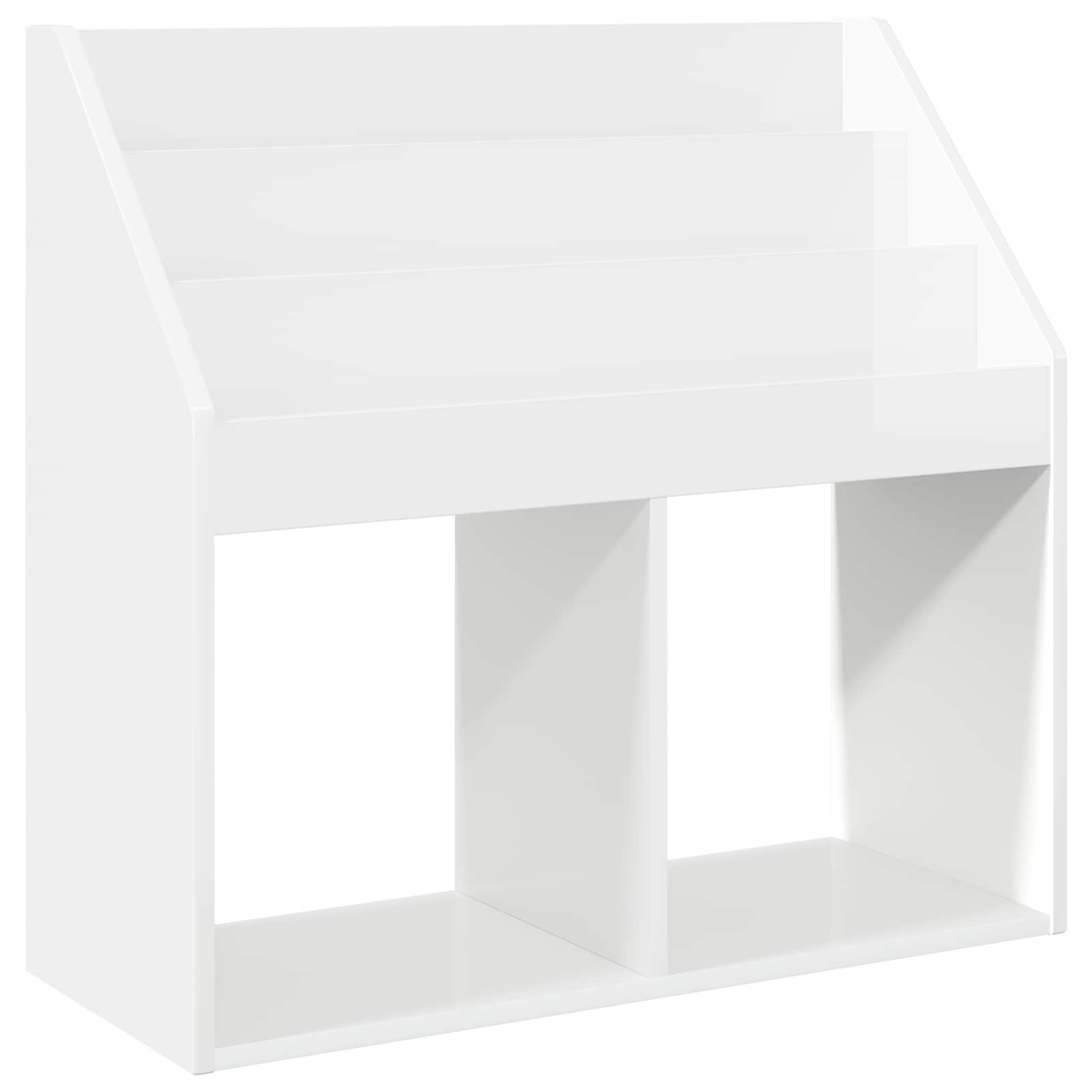 Barnbokhylla Högblanka vita 72,5 x 29,5 x 69 cm Konstruerat trä