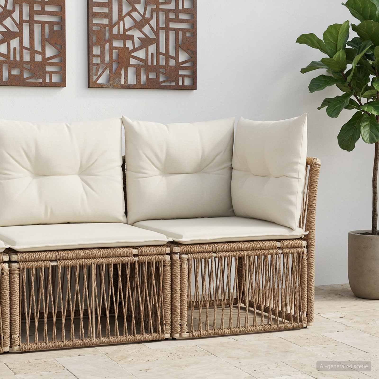 Hörnsofa Beige konstrotting