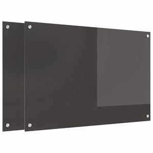 Köksplånbak 2 pcs Mörkgrå 90 x 60 cm härdat glas