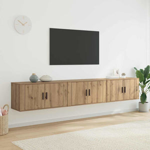 Väggmonterad TV-byrå Set 3 pcs Artisan Ek 80 x 34,5 x 40 cm