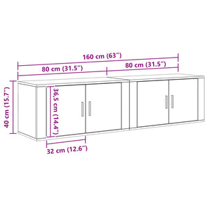 Väggmonterad TV-byrå Set 2 pcs Artisan Ek 80 x 34,5 x 40 cm