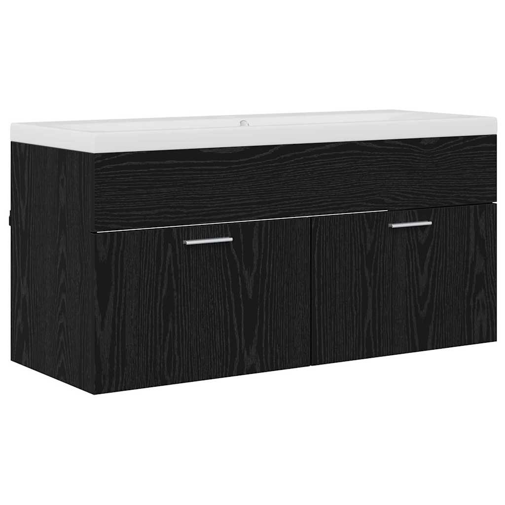 Badrumsskåp Svart Ek 100 x 38,5 x 46 cm Konstruerat trä