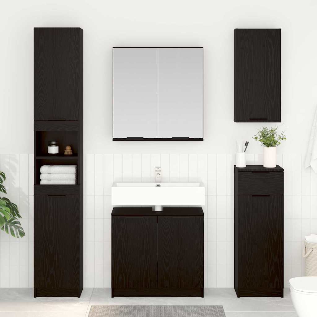 Badrumsskåpsset 2 st Svart Ek 64,5 x 33,5 x 59 cm