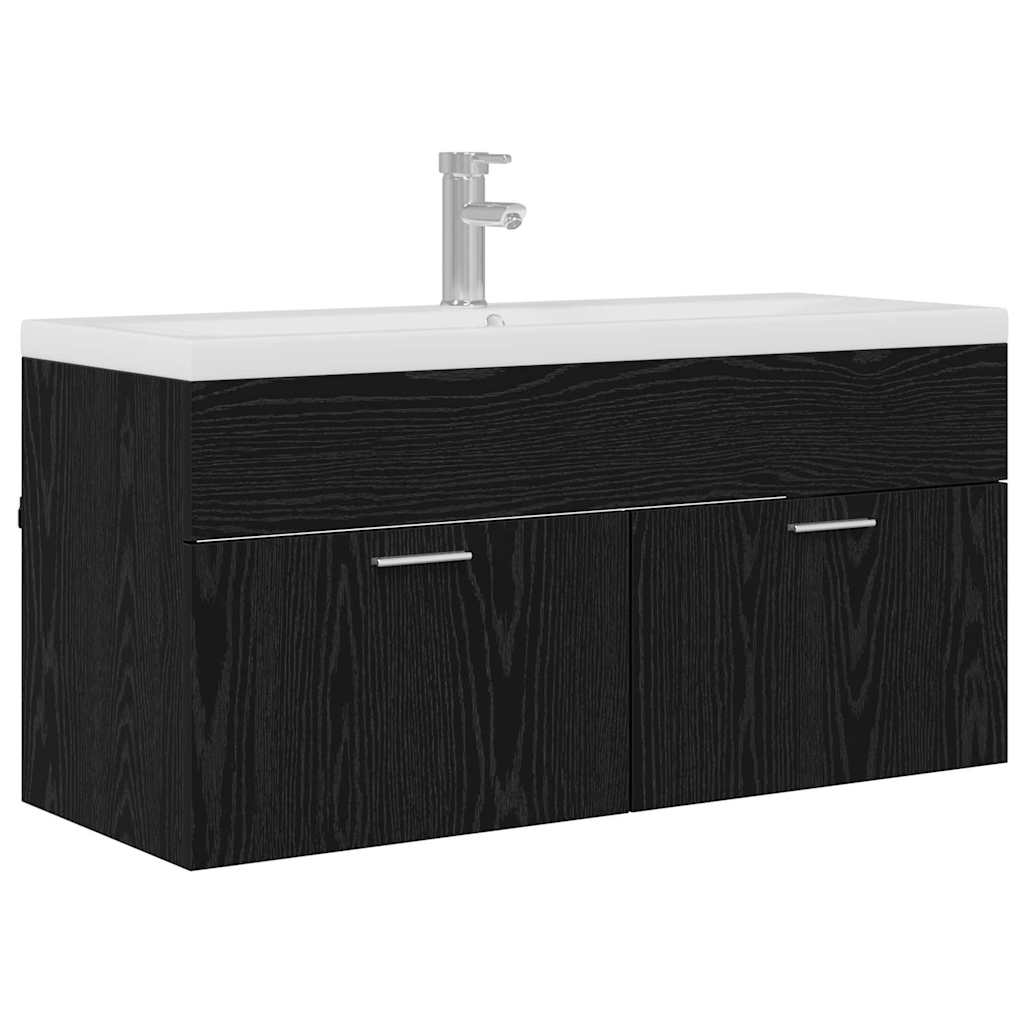 Badrumsskåp Svart Ek 100 x 38,5 x 46 cm Konstruerat trä