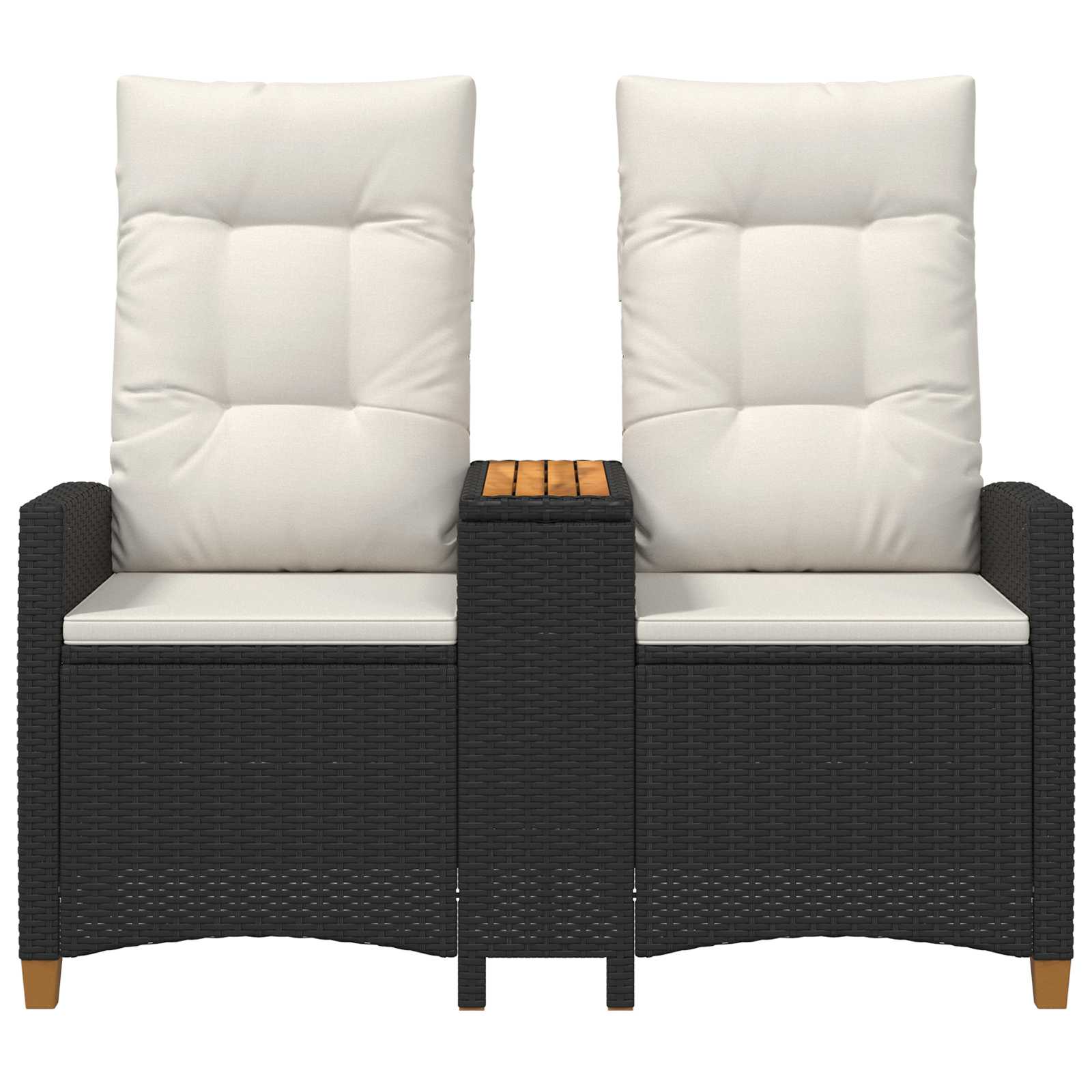 Reclining Bench with Table Svart och krämvit 126 x 65 x 112 cm