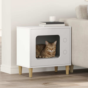 Katt hus Vit 51 x 30 x 52 cm Konstruerat trä