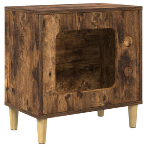 Katt hus Rökt ek 51 x 30 x 52 cm Konstruerat trä