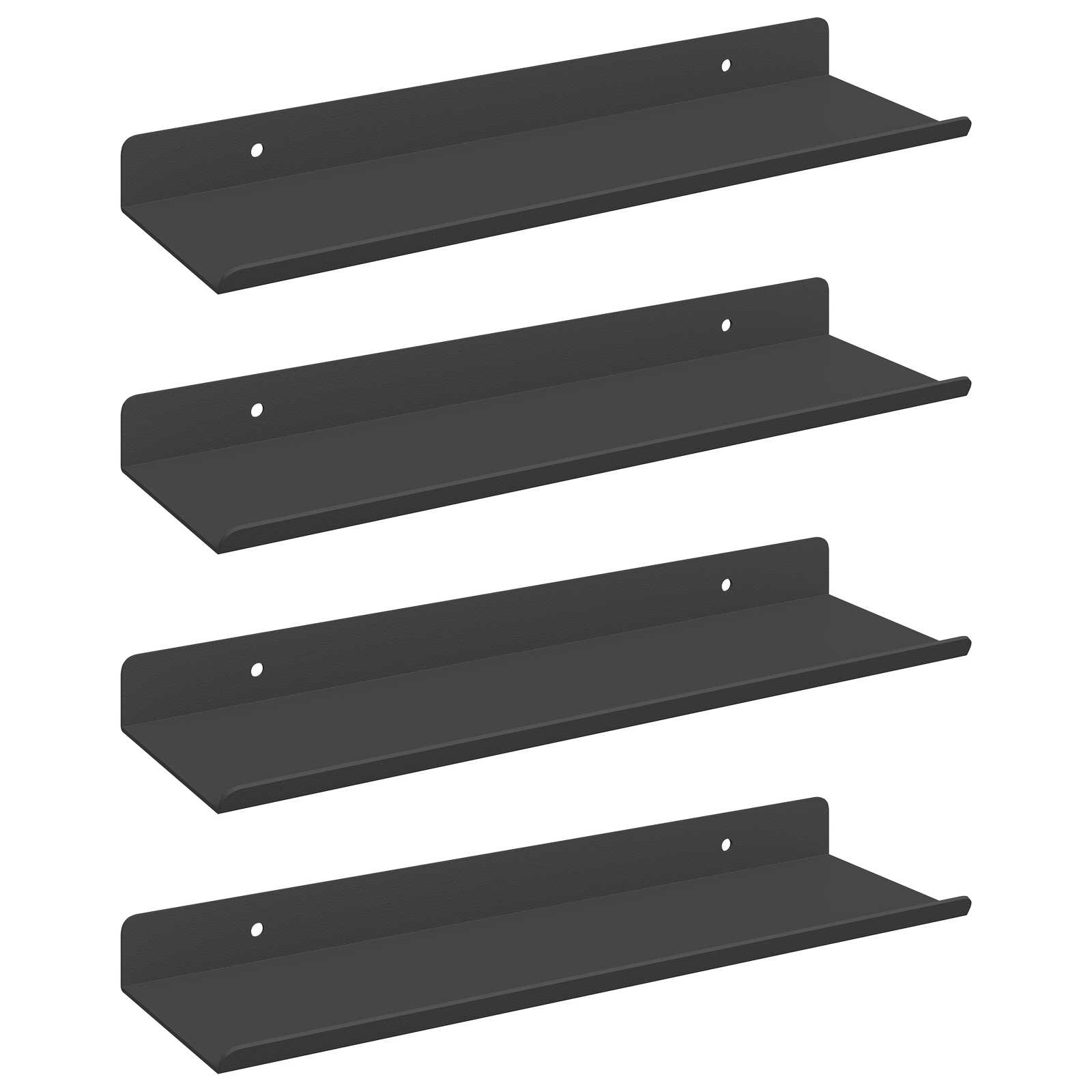 Flytande hylla 4 st Svart 30 x 9 x 2,5 cm Stål