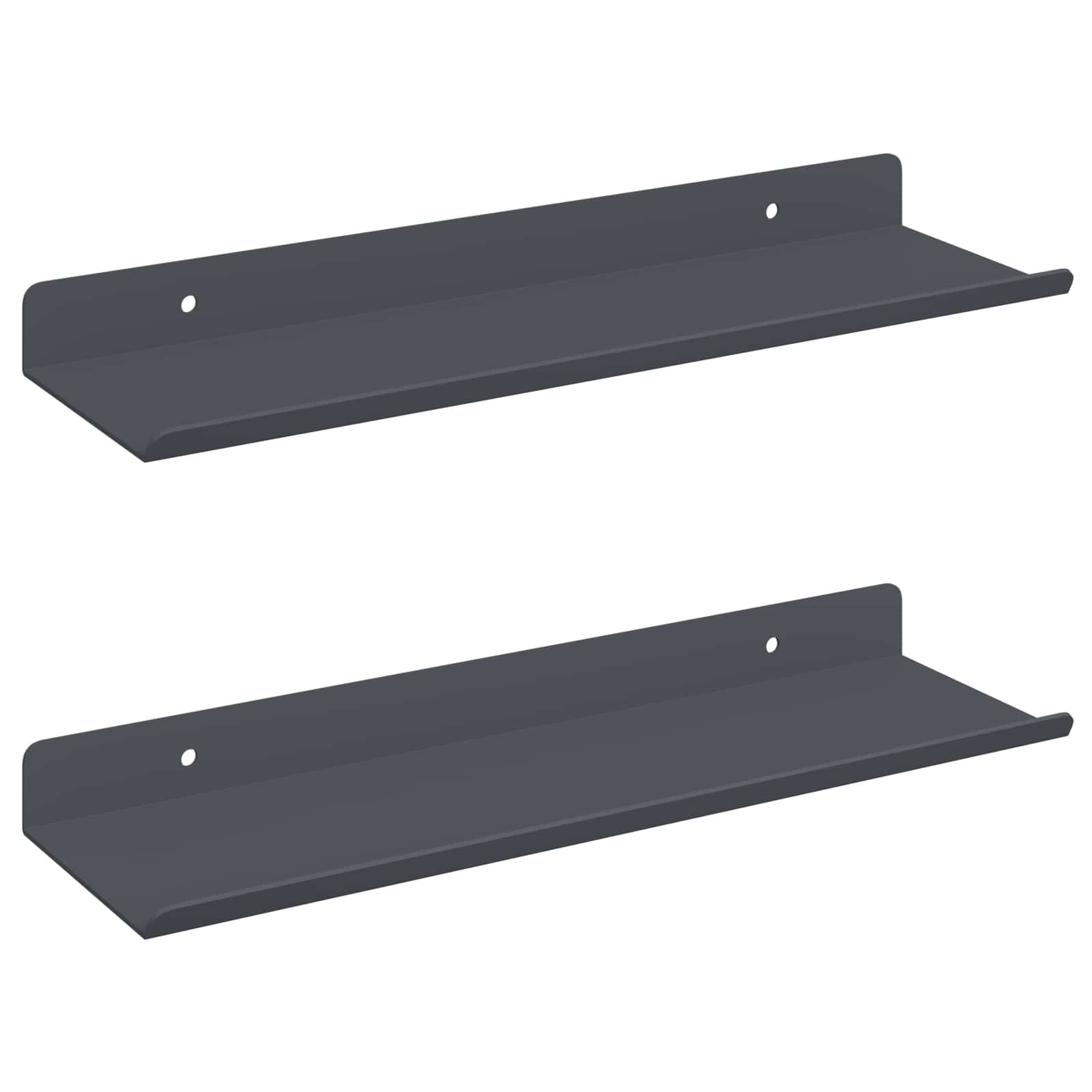 Flytande hylla 2 st Antracit 30 x 9 x 2,5 cm Stål