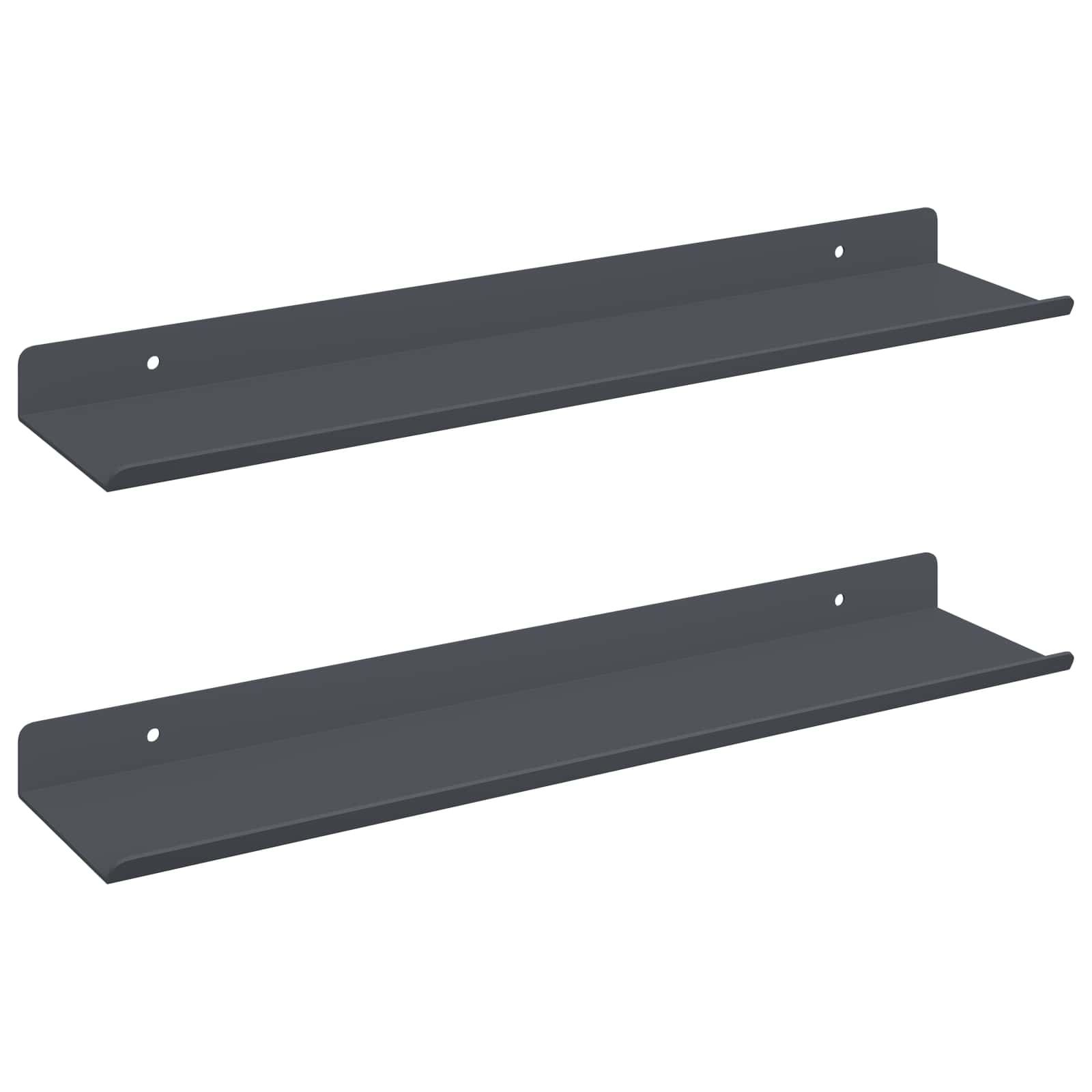 Flytande hylla 2 st Antracit 40 x 8,5 x 2,5 cm Stål