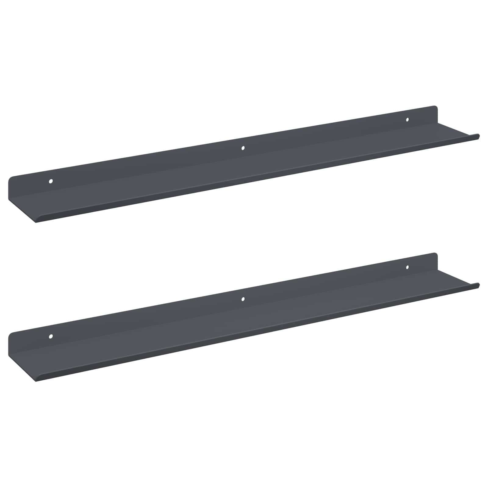 Flytande hylla 2 st Antracit 60 x 8,5 x 2,5 cm Stål