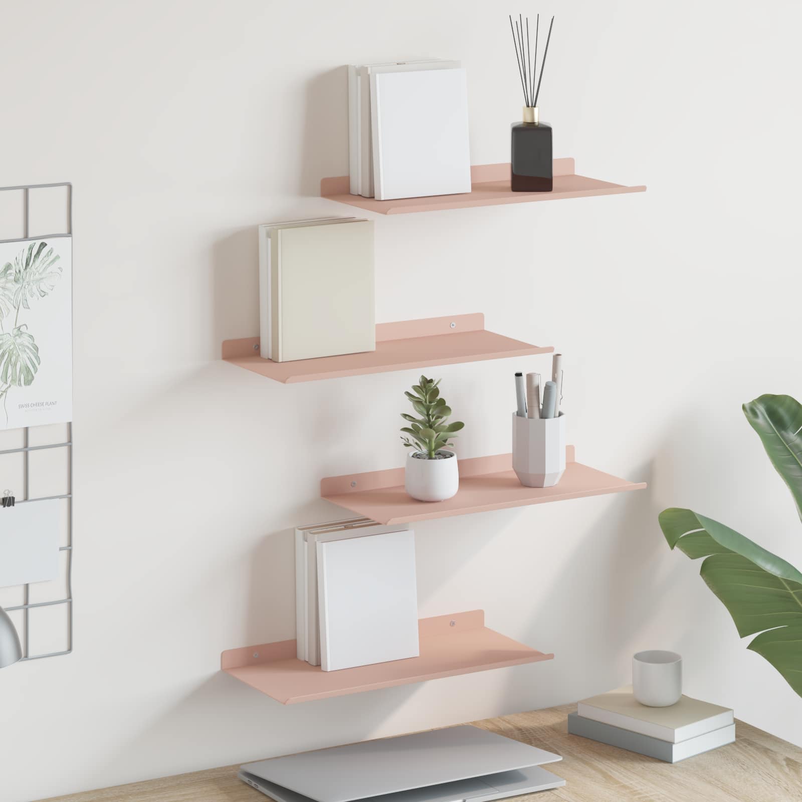 Flytande hylla 4 st Rosa 40 x 18 x 2,5 cm Stål
